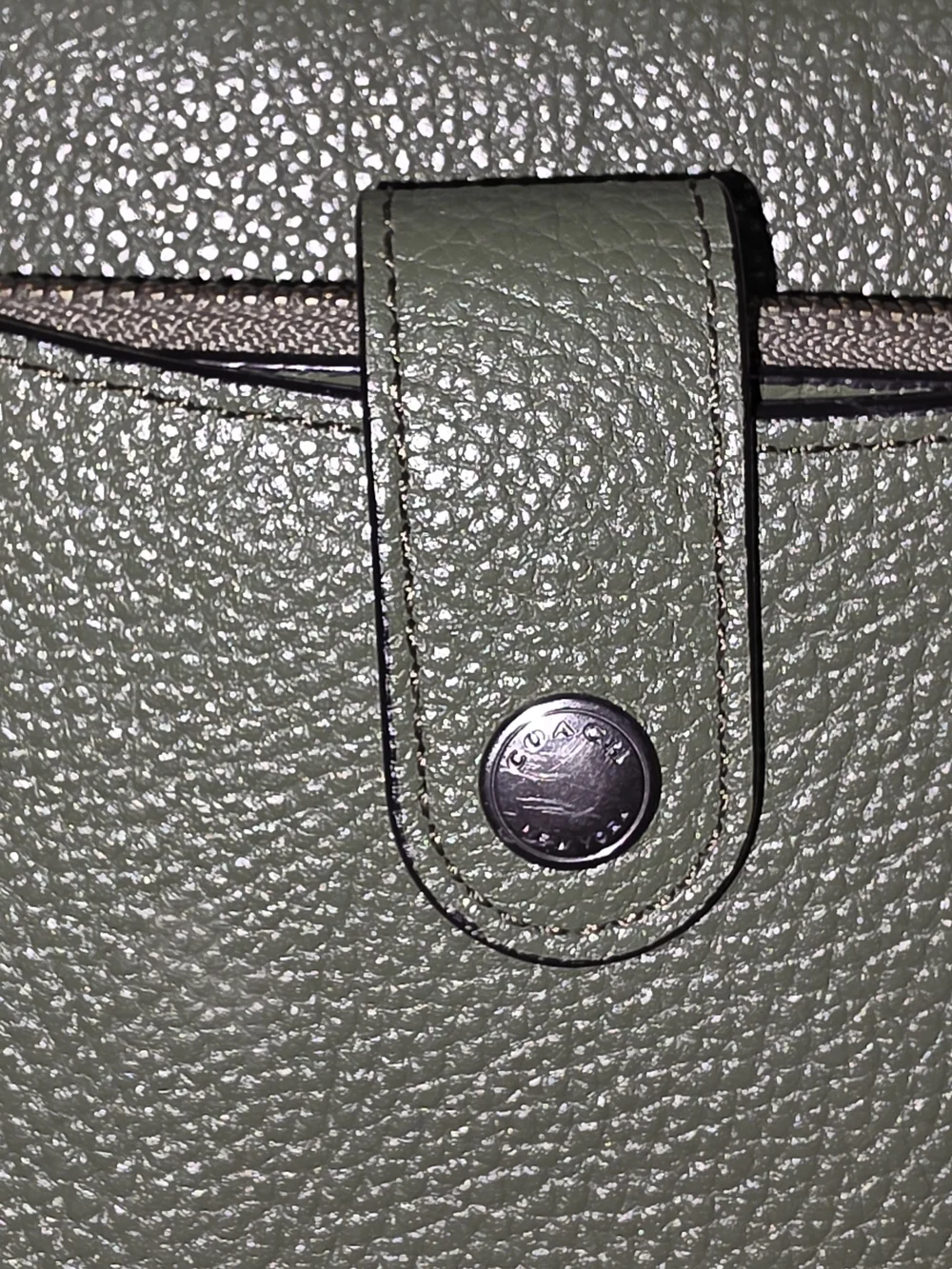 Coach Olive Green Pebbled Leather Crossbody Bag